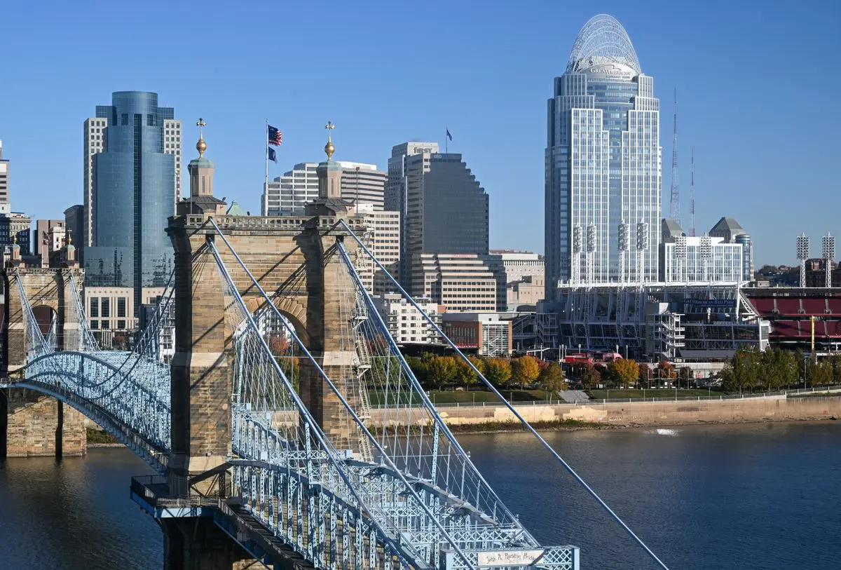 Cincinnati skyline at dusk